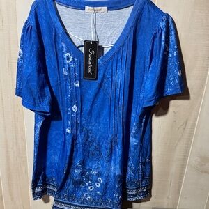 Fantaslook Women's Blue Floral Blouse